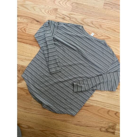 Athleta Stratus striped Top T shirt Womens M Long sleeve activewear scoop neck - Picture 2 of 8